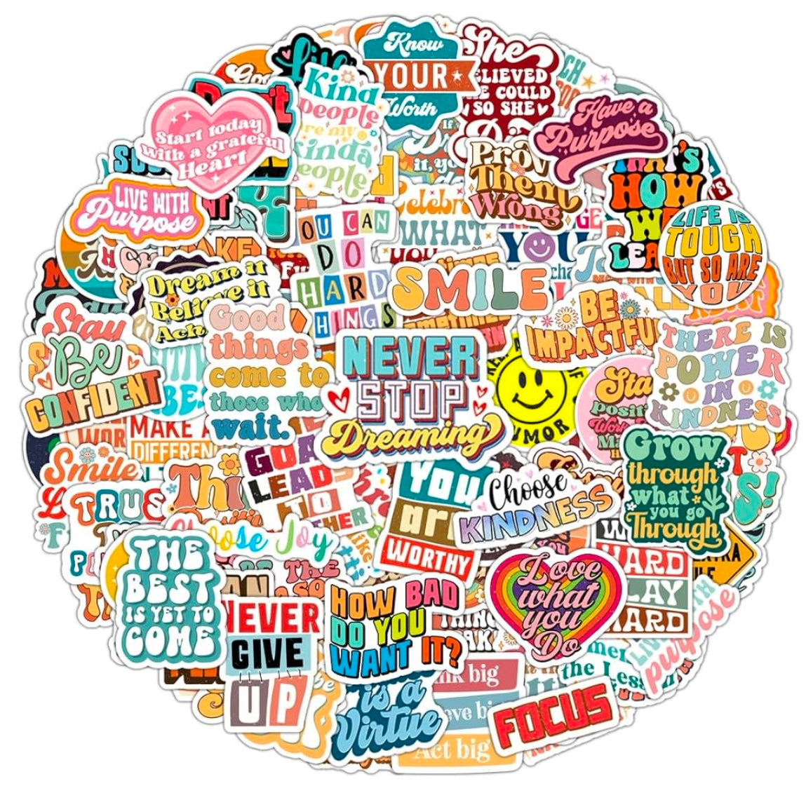 Motivational and Inspirational Sticker Pack for Adults, Teens, Kids, and Teachers