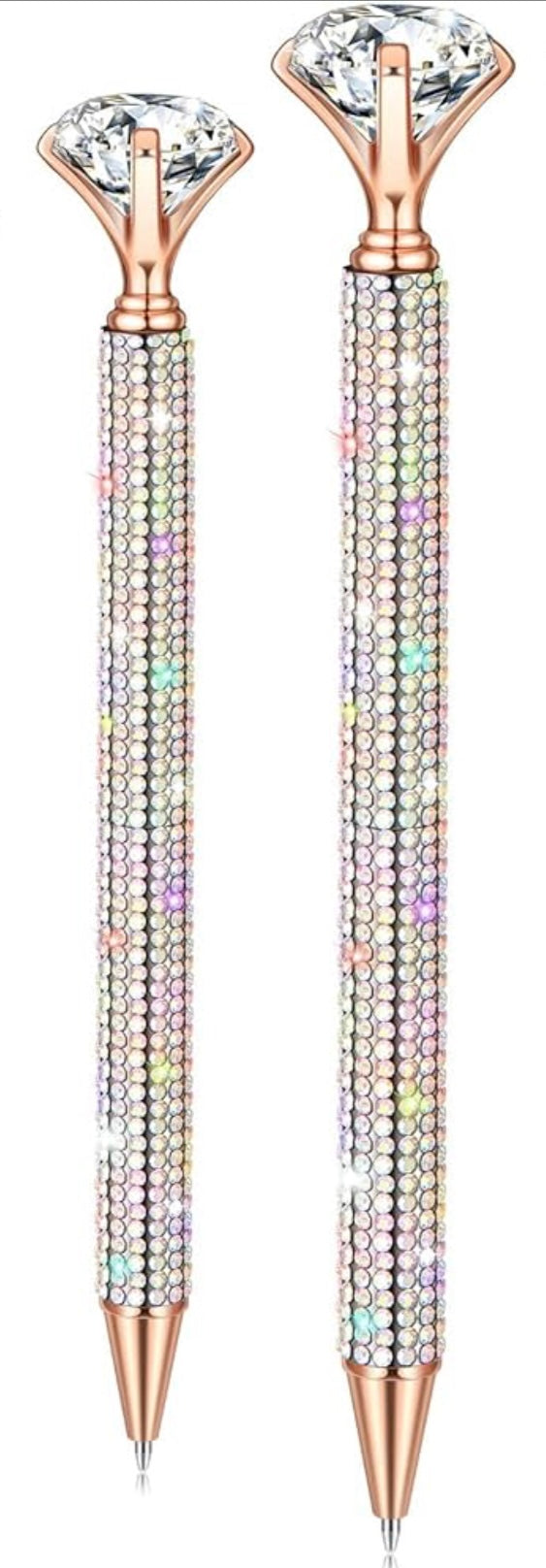 Big Diamond Pens with Crystal Bling Rhinestone Metal Glitter Ballpoint Pens Black Ink (Pack of 2 Pens)