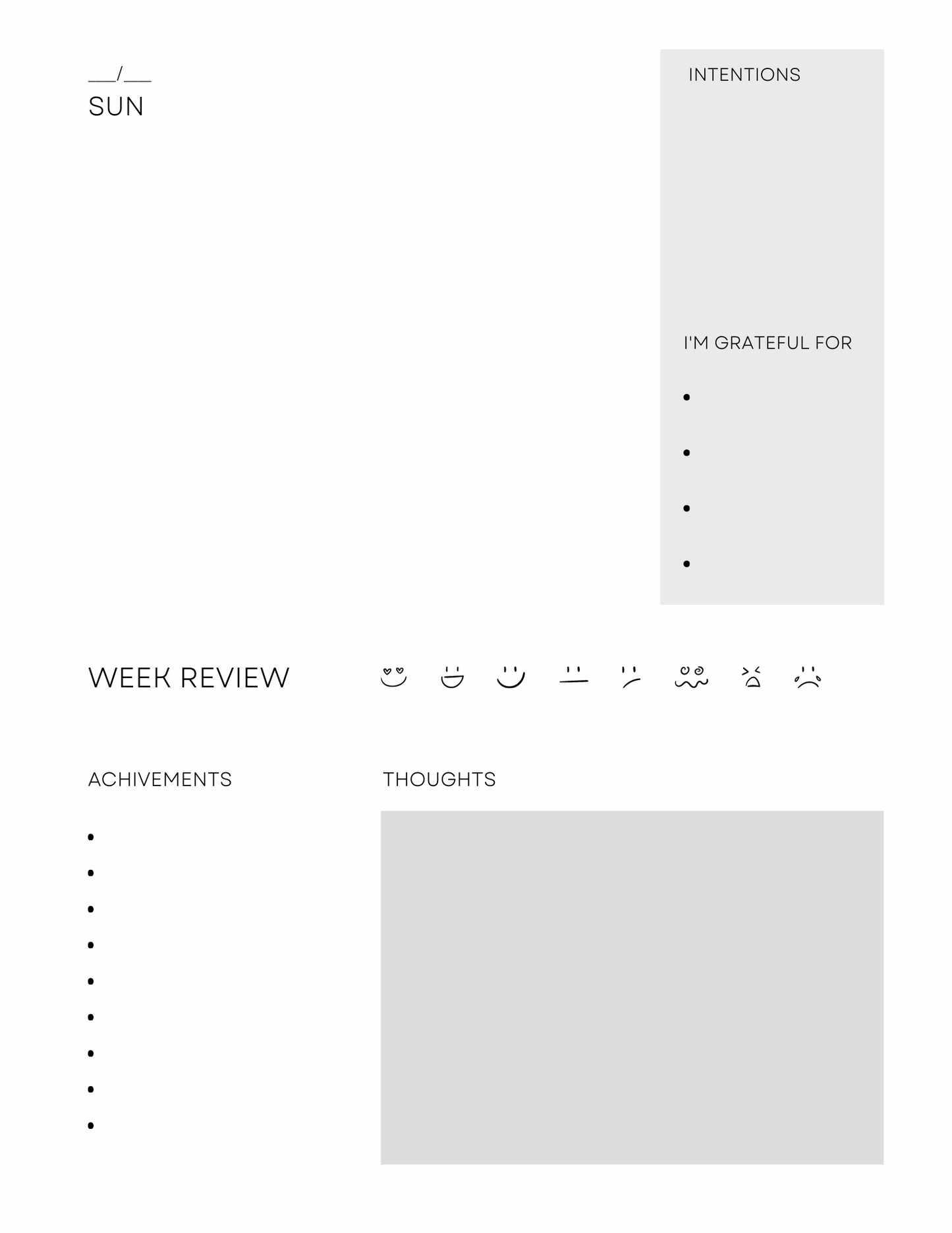 Digital Daily Planner, Undated For Notes, Goals, and To Do Lists + Daily Gratitude and Intention Settings